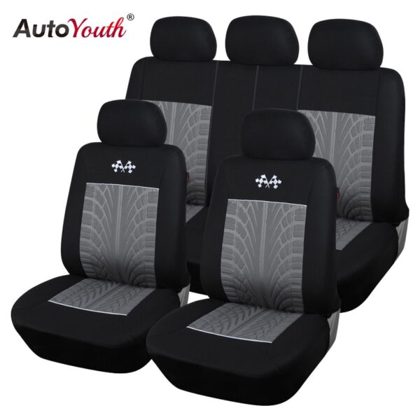 AUTOYOUTH New Style Embossed Polyester Car Seat Cover Universal Fit Most Seat Car Seat Protector Gray Car Interior Accessories