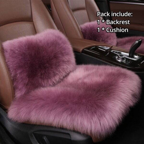 AUTOYOUTH Car Seat Cover with Australian Pure Wool Car Seat Cushion with Fur Headrest, Back Holder Purple