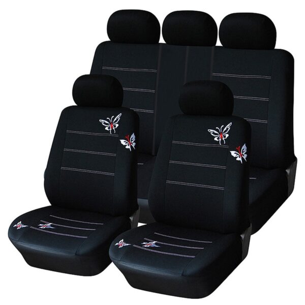 AUTOYOUTH Butterfly Embroidered Car Seat Cover Universal Fit Most Vehicles Seats Interior Accessories Black Seat Covers