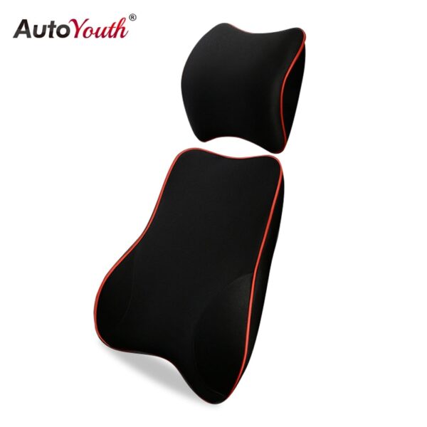 AUTOYOUTH Car Lumbar Support Pillow and Car Headrest Neck Pillow Kit - Healthcare Lumbar Support Universal Fit Major Car Seats