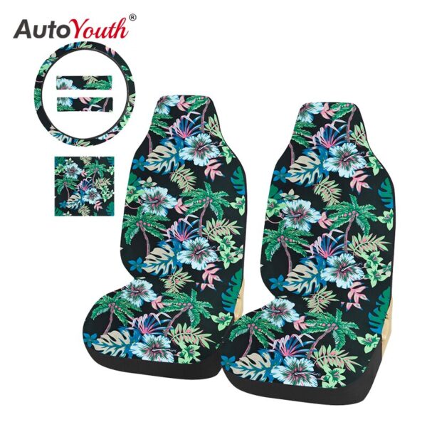 Car Seat Cover Colorful Pattern Breathable Protector Universal Fit Most Front Seat Cover Seat belt cover steering wheel cover