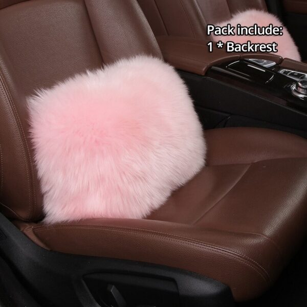 AUTOYOUTH Car Seat Cover with Australian Pure Wool Car Seat Cushion with Fur Headrest, Back Holder Pink High Quality