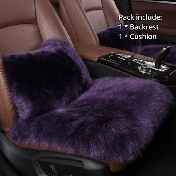 AUTOYOUTH Car Seat Cover with Australian Pure Wool Car Seat Cushion with Fur Headrest, Back Holder Purple