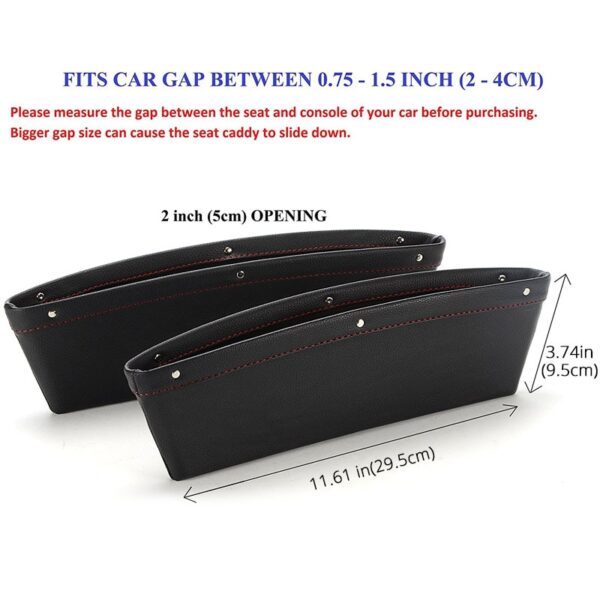 2 Set PU Leather Car Pocket Organizer Seat Console Gap Filler Side Seat Crevice Storage Box Universal Car Seat Side Gap Pocket