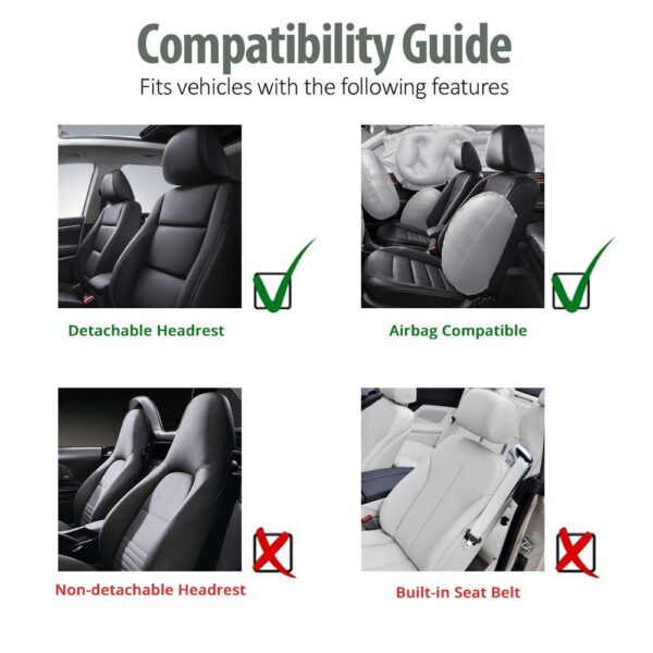 AUTOYOUTH PU Leather Car Seat Covers Universal Fit for Cars SUV Trucks Front Seat Cover Black and Gray Airbag Compatible 2pcs