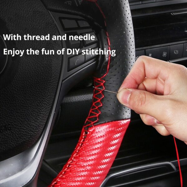 AUTOYOUTH Microfiber Leather Universal DIY Car Steering-wheel Cover 38CM Anti-Slip Sport Auto Steering Wheel Covers 15 inch