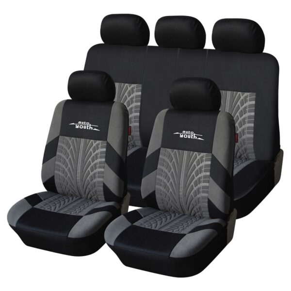 AUTOYOUTH Embroidered Tire Series Car Seat Cover Plain Fabric Bicolor Stylish Car Accessories Suitable For Most Cars