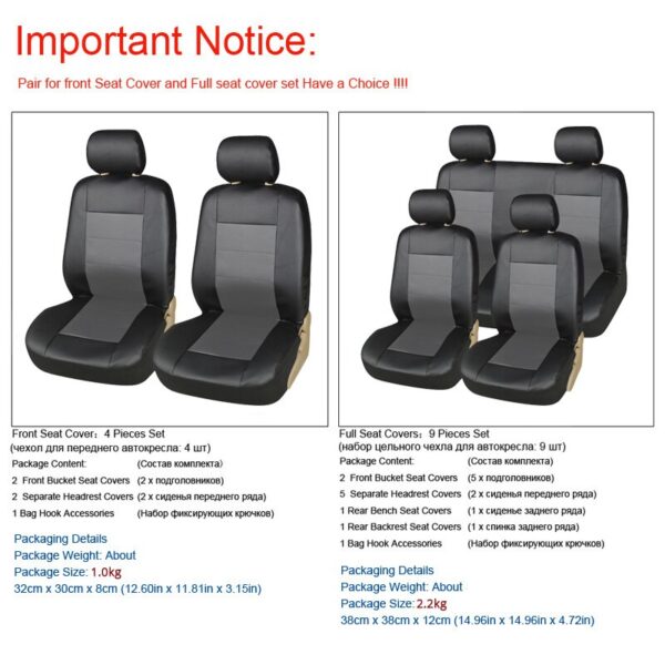 PU Leather Car Seat Covers - Universal for Cars SUV Vehicles 3mm Composite Sponge InsideAirbag Compatible Car Interior