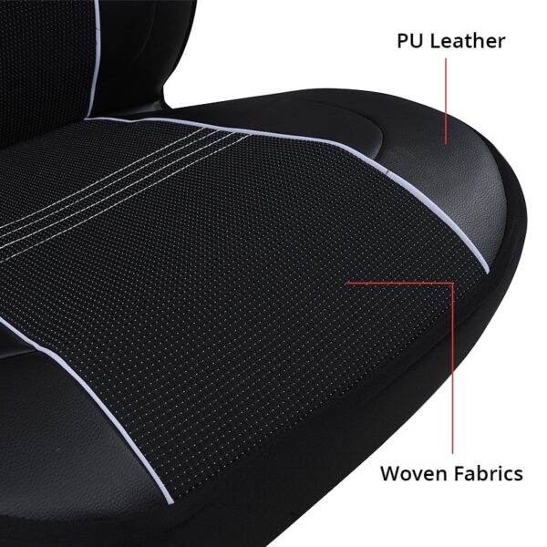 AUTOYOUTH PU Leather Car Seat Covers Universal Fit for Cars SUV Trucks Front Seat Cover Black and Gray Airbag Compatible 2pcs