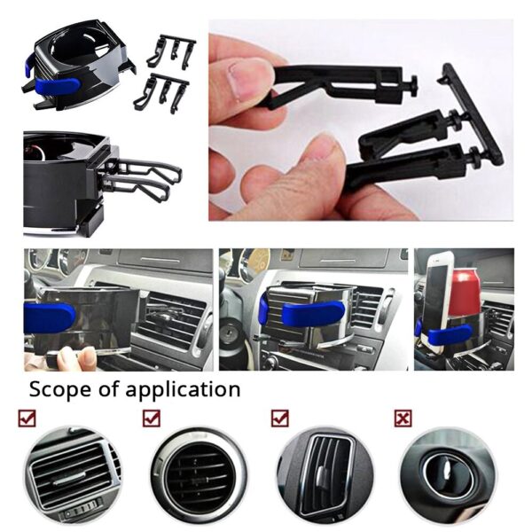 Car Cup Holder To point Adjustable 2 in 1 Car Drink Stand Cell Phone Holder Air Vent Mount for Vehicle Automobile ABS plastic