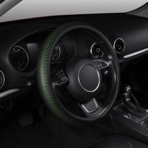AUTOYOUTH New PU Leather Car Steering Wheel Cover Non-slip Car Interior 38 CM Green/Black For peugeot 206 scirocco passat b5