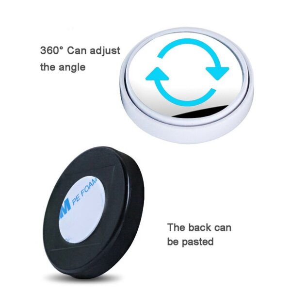2 Sets Car Round Blind Spot Mirror-Zone Tech Stick Aluminum Border Vehicle Mirrors 360 Wide Adjustable Black