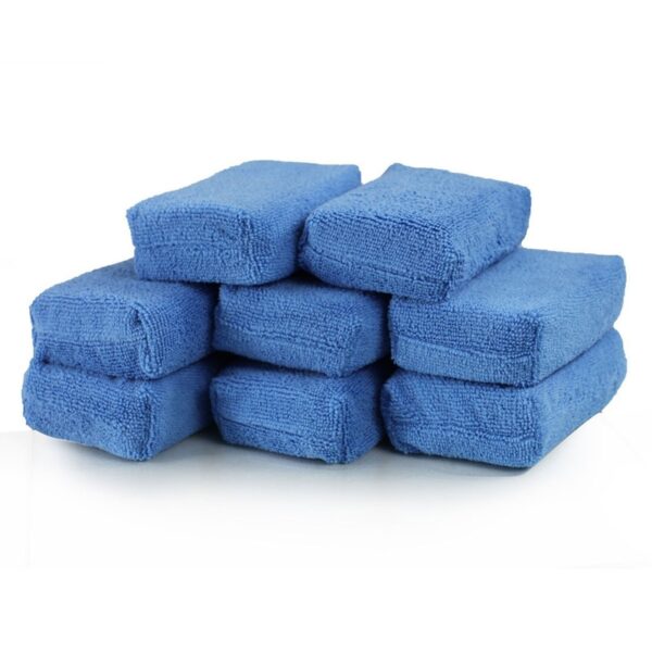 AUTOYOUTH Premium Grade Microfiber Applicators Sponges, Cloths, Blue (Pack of 8) 12*8*4cm Car Care Microfibre Wax Polishing