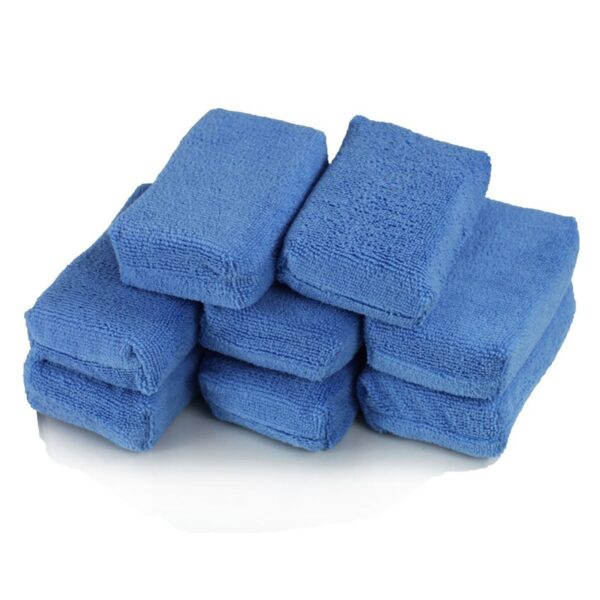 AUTOYOUTH Premium Grade Microfiber Applicators Sponges, Cloths, Blue (Pack of 8) 12*8*4cm Car Care Microfibre Wax Polishing