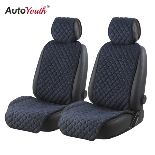 AUTOYOUTH Cotton Car Seat Cushions 2 Seats Breathable Car Seat Cover Protector Universal for Trucks SUV Dark Blue Non-slip