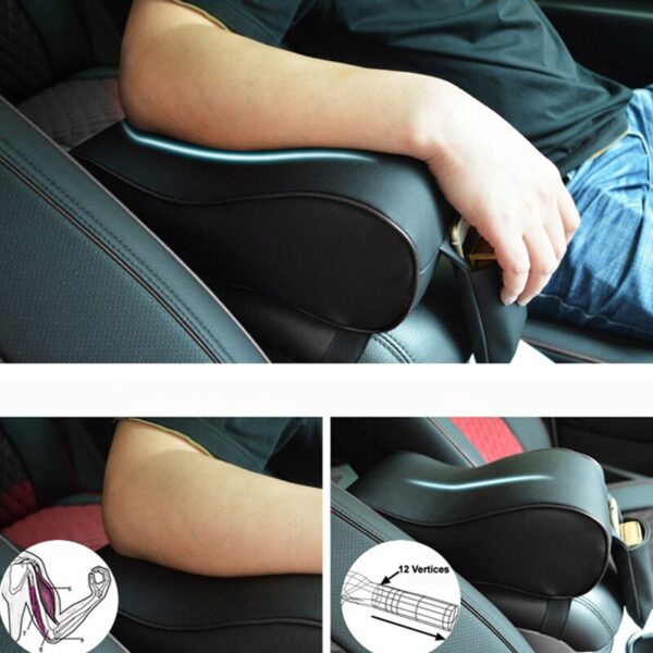 AUTOYOUTH PU Leather Car Armrest Pad Memory Foam Universal Auto Armrests Covers with Phone Pocket for VW/BMW/AUDI/Honda