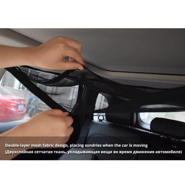 Car Ceiling Mesh Storage Bag Roof Interior Cargo Universal Mesh Bag Can Expand The Sundries Toy Mesh Cloth Storage Bag