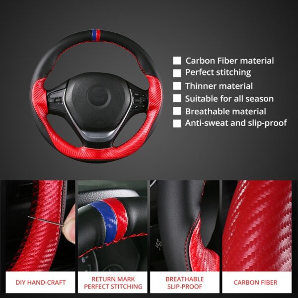 AUTOYOUTH Microfiber Leather DIY Car Steering-wheel Cover 38CM Car-Styling Auto Automobile Car Accessories For Most Cars