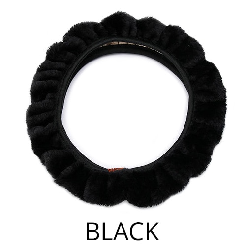 AUTOYOUTH Artificial plush Steering Wheel Cover Classic Black Car Wheel Protector Soft Comfortable 38cm/15inch Pure hand-made