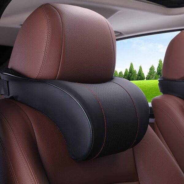 AUTOYOUTH Car Neck Pillow Memory Foam Pillow 1PCS PU Leather Car Auto Seat Neck Rest Black Seat Headrest Cushion High Quality