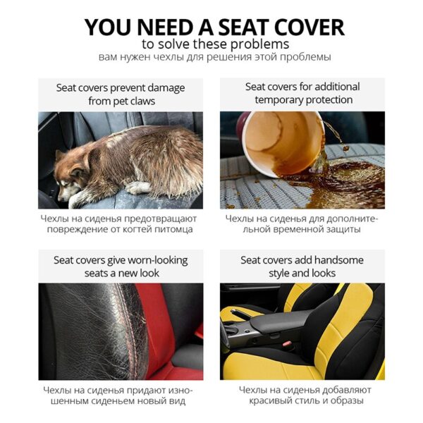 AUTOYOUTH 9PCS Car Seat Covers Set Universal Fit Most Car covers with Tire Track Detail Styling Car Seat Protector Four Seasons