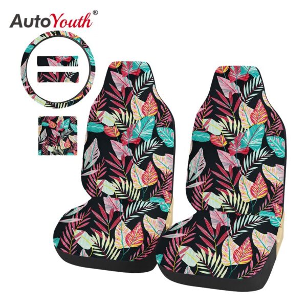 Car Seat Cover Colorful Pattern Breathable Protector Universal Fit Most Front Seat Cover Seat belt cover steering wheel cover