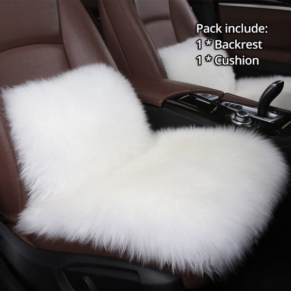 AUTOYOUTH Car Seat Cover with Australian Pure Wool Car Seat Cushion Sheep Winter Warm Plush with Fur Headrest, Back Holder