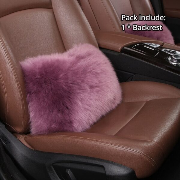 AUTOYOUTH Car Seat Cover with Australian Pure Wool Car Seat Cushion with Fur Headrest, Back Holder Purple