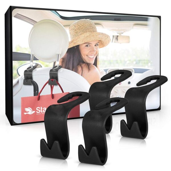 Set of 4 Car Headrest Hanger, Universal Car Hook 4 Car SUV Back Seat Headrest Hanger Storage Hooks