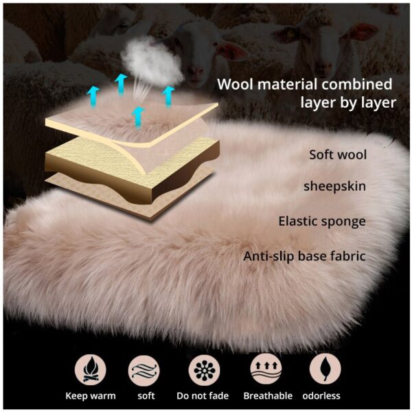 AUTOYOUTH Car Seat Cover with Australian Pure Wool Car Seat Cushion Sheep Winter Warm Plush with Fur Headrest, Back Holder