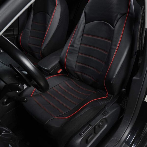 AUTOYOUTH PU Leather Front Car Seat Covers Fashion Style High Back Bucket Car Seat Cover Auto Interior Car Seat Protector 2PCS