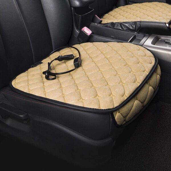 AUTOYOUTH 12V Car Heated Seat Covers Universal Winter Car Seat Covers Beige