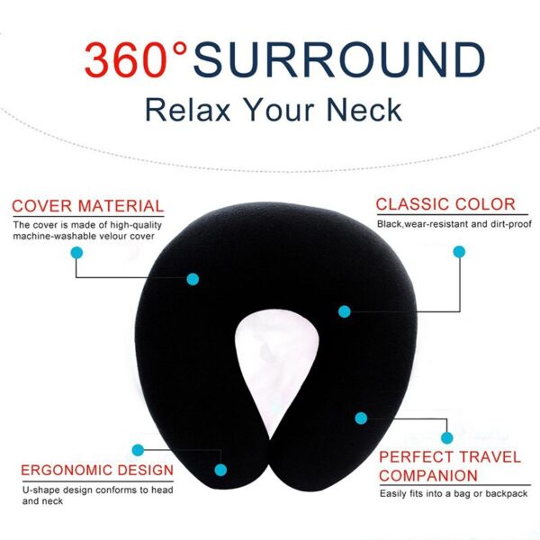 AUTOYOUTH U Shaped Car Neck Pillow Slow Rebound Memory Foam Car Headrest Neck Pillow For Car Seat Flight Traveling Office 1 PC