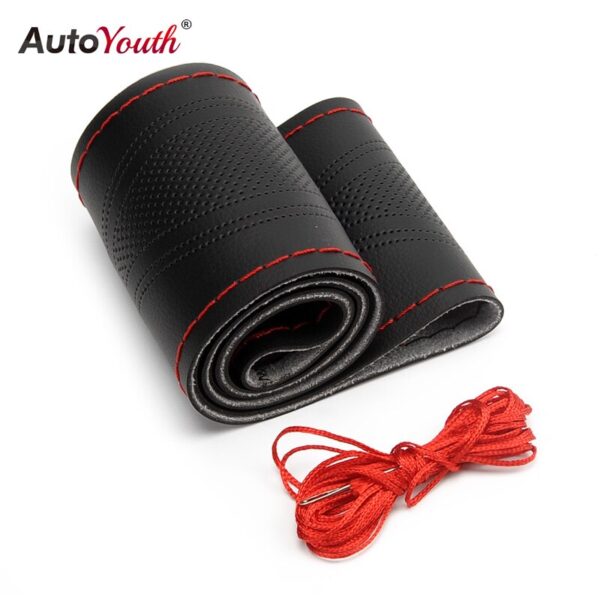 AUTOYOUTH Steering Covers DIY Microfiber Leather Car Steering Wheel Cover Handmade Braid Auto Interior Accessories