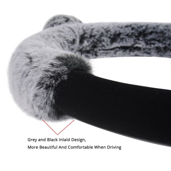 AUTOYOUTH Winter Steering Wheel Cover Plush Fur Cute Warm Long Wool Plush Car Steering Wheel Covers Universal 37-38 cm/15inch