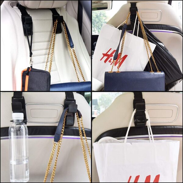 Car Backseat Headrest Hook, Vehicle Universal Car Organizer Storage Hanger for Coats Handbag, Purse, Backpack, Grocery Bags 2PCS