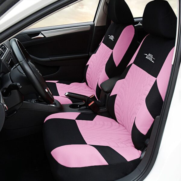 New Pink Embroidery Car Seat Covers Set Universal Fit Most Cars Covers with Tire Track Detail Styling Car Interiors