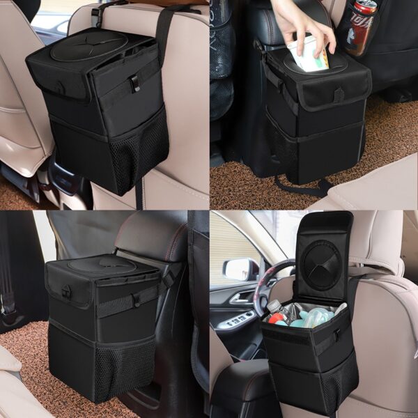Car Trash Can Car Folding High Quality Car Trash Can Waterproof Liner Creative Trash Oxford Material, Washable and Durable Black