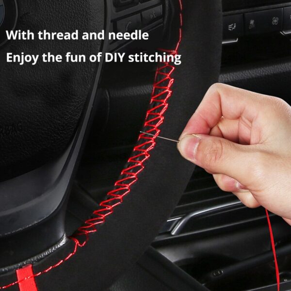 AUTOYOUTH Microfiber Leather Universal DIY Car Steering-wheel Cover Anti-Slip Sports Style 38CM Anti-catch Holder Fit Most cars