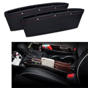 2 Set PU Leather Car Pocket Organizer Seat Console Gap Filler Side Seat Crevice Storage Box Universal Car Seat Side Gap Pocket