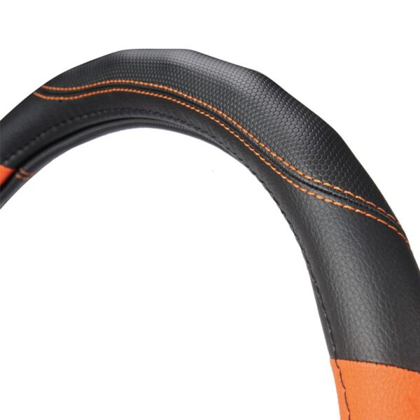 AUTOYOUTH Car Steering Wheel Cover Universal New Sports Style Anti-SLIP Orange Color Pu Leather Steering Wheel Cover Car Styling