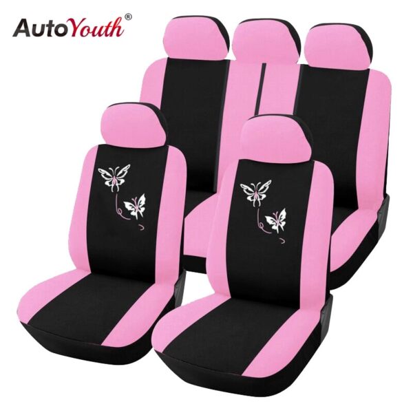 AUTOYOUTH New Arrival Pink Car Seat Covers Butterfly Embroidery Car-Styling Woman Seat Covers Automobiles Interior Accessories