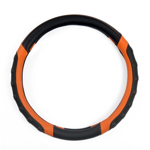 Car Steering Wheel Cover Breathable and Non Slip Microfiber Leather Steering Wheel Cover Universal 38cm/15 inch Orange and Black