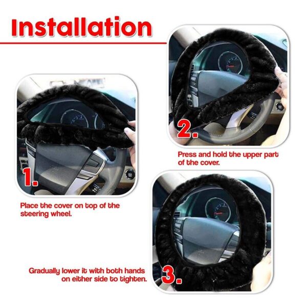 AUTOYOUTH Artificial plush Steering Wheel Cover Classic Black Car Wheel Protector Soft Comfortable 38cm/15inch Pure hand-made