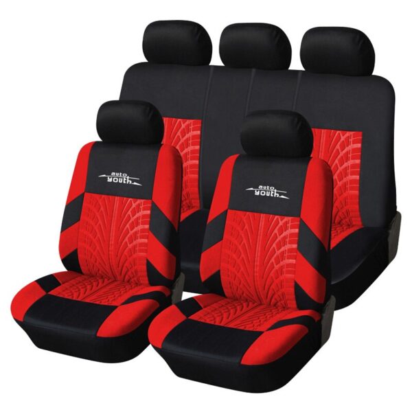 AUTOYOUTH Embroidered Tire Series Car Seat Cover Plain Fabric Bicolor Stylish Car Accessories Suitable For Most Cars