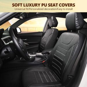 AUTOYOUTH Soft Luxury PU Leather Car Seat Covers Airbag Compatible Universal Fit for All Car SUV Truck Car Seat Protector Black