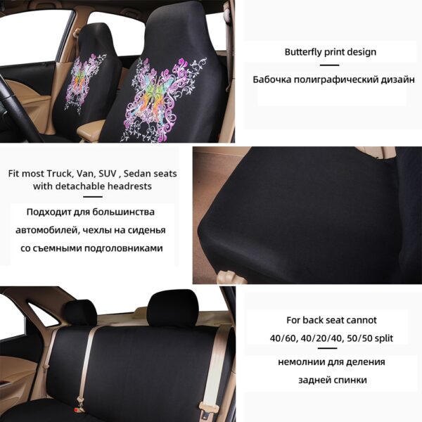 AUTOYOUTH 2PCS Car Seat Covers Set Universal Fit Most Cars Covers with New Butterfly Pattern Detail Styling Car Seat Protector