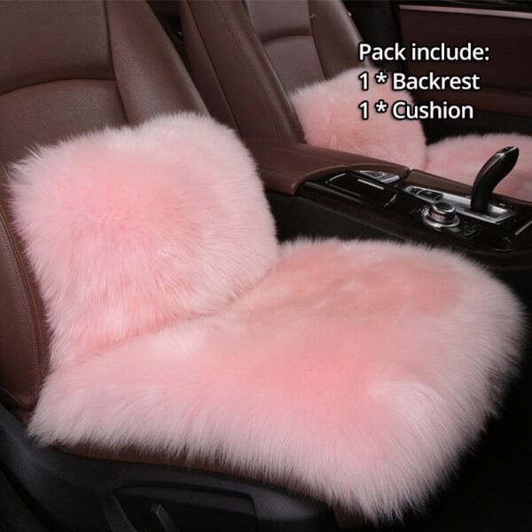 AUTOYOUTH Car Seat Cover with Australian Pure Wool Car Seat Cushion with Fur Headrest, Back Holder Pink High Quality