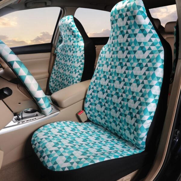 AUTOYOUTH Car Seat Covers Triangle Blue + White Pattern Universal Auto Front Seats Protector Fits for Car SUV Sedan Truck