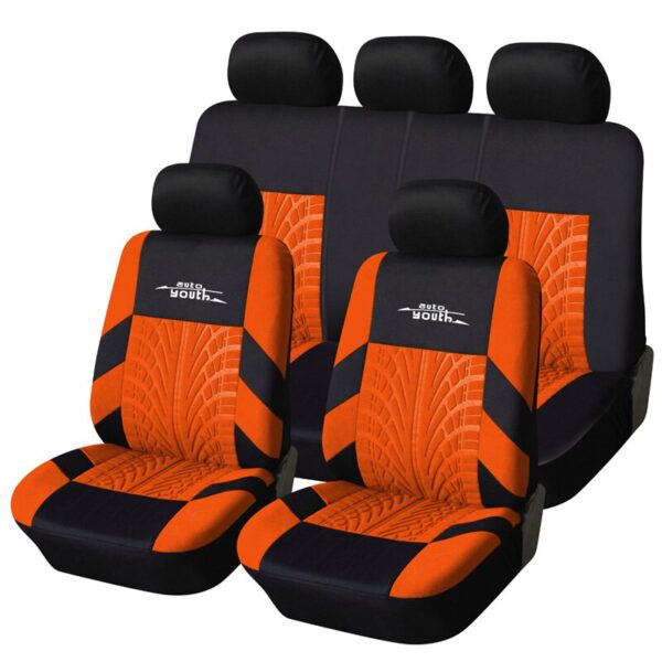 AUTOYOUTH 9PCS Car Seat Covers Set Universal Fit Most Car covers with Tire Track Detail Styling Car Seat Protector Four Seasons